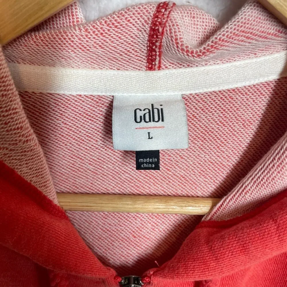 Cabi Festival Hoodie Style 5657 Women’s Large Pink Zip Front Tassel Drawstring - Picture 3 of 10